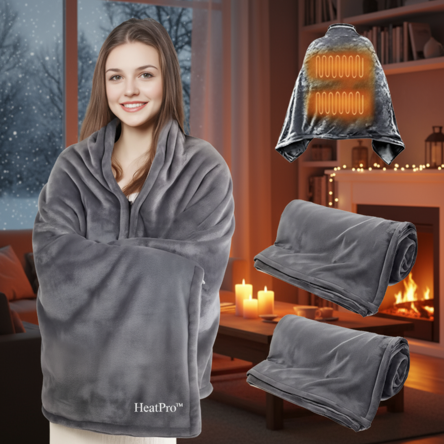 HeatPro™ | Elektrische Kuscheldecke mit USB-Heizfunktion