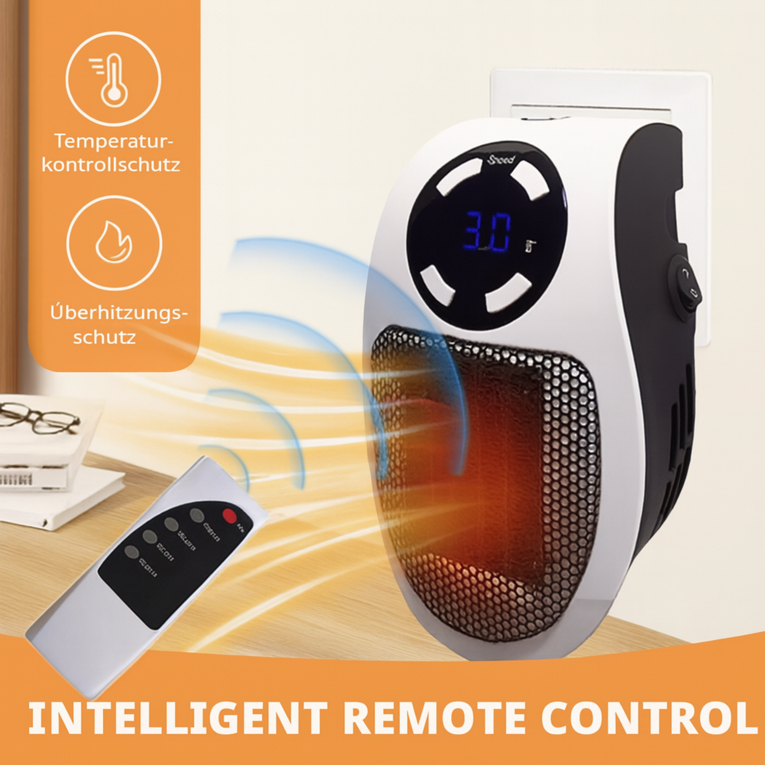 HeatPro™ | Kompakte Plug-in Heizgerät mit Fernbedienung
